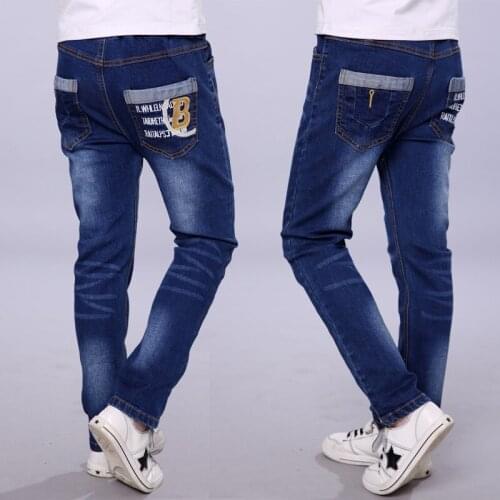 Boys Jeans 2021 New Style Teenage Children Casual Denim Trousers Baby Stretch Single Pants Kids Pants Spring and Autumn