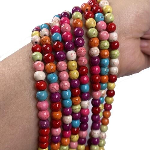 Hot Sale Colorful Synthetic Turquoises Round Beads Semi-finished Loose Beads for Jewelry Making DIY Bracelet Necklace Accessory