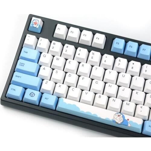 PBT Doraemon keycaps DYE Sublimation OEM Profile Keycap Compatible Cherry MX Gateron Switches For 104 180 Mechanical Keyboard
