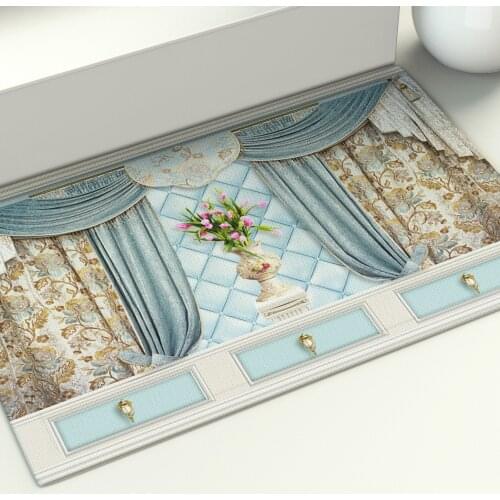 Court Style Mat Retro Bedroom Entrance Doormat Home Hallway Floor Decor Living Room Carpet Bath Anti-Slip Rug