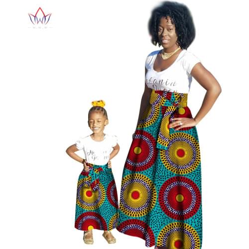 Summer New Sale traditional Fashion Matching Dashiki Clothes Mother and Girl Babys Skirt 2 pieces african Clothing WYQ44
