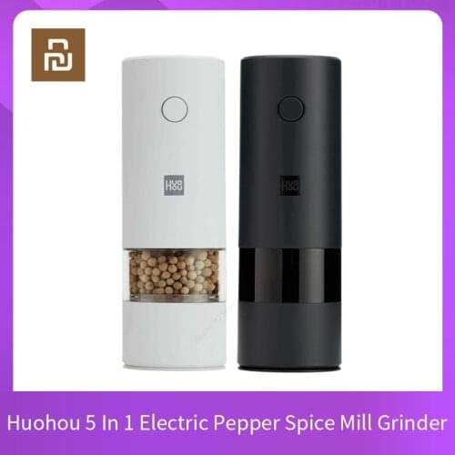 Youpin Huohou 5 In 1 Adjustable Electric Pepper Salt Spice Mill Grinder Seasoning Kitchen Tools Grinding For Cooking Restaurant