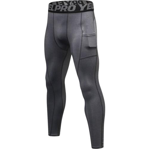 Mens tight training pocket trousers perspiration quick-drying elastic compression trousers hot comfortable breathable 04