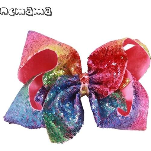 8 Inch Large Sequin Hair Bows for Girls Hair Clips Dance Party Headwear Boutique Hairpins Barrettes Kids Hair Accessories