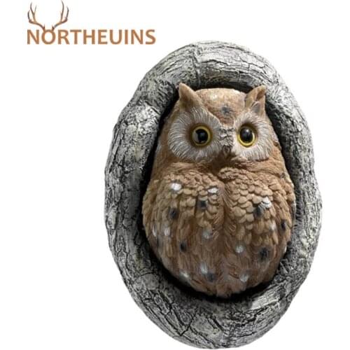 NORTHEUINS 28cm Resin Owl Hanging Decorative Figurines Pendant Statue Garden Field Garden Courtyard Decoration Accessories Gift