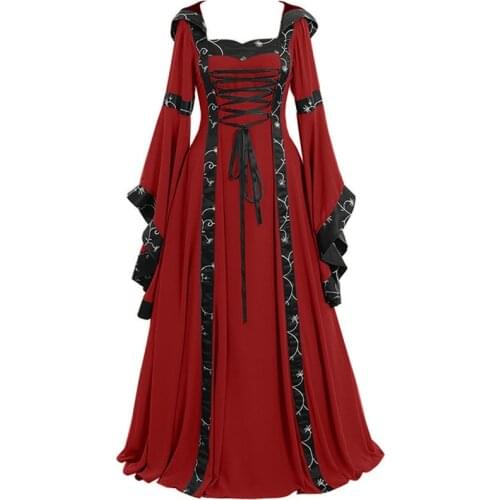 5 Colors Retro Medieval Vintage Celtic Irregular Dresses Long Sleeve Renaissance Gothic Bandage Ruffled Cosplay Elegant Dress