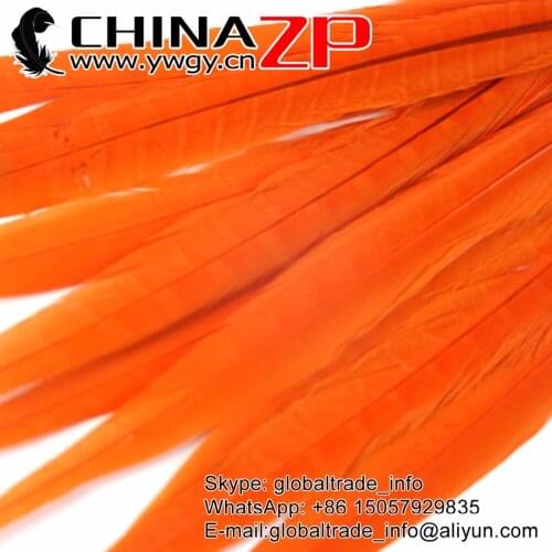 Manufacturer in CHINAZP Factory 100pcs/lot 30-35cm Orange Dyed Ringneck Pheasant Tail Feathers