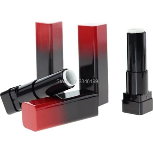 12.1mm Empty Plastic Gradient Lipstick Tube Square High-end Lip Balm Container DIY Red Black Lipstick Package Bottle 30pcs/Lot