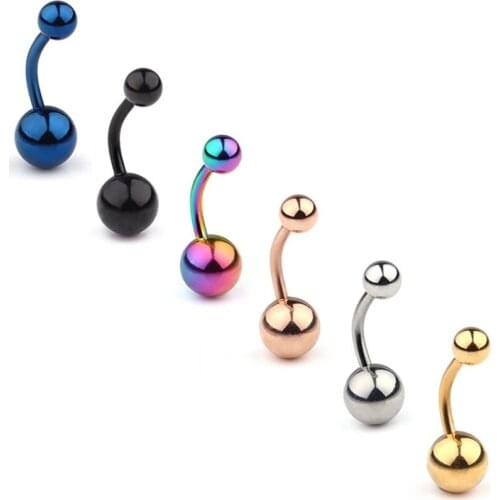 316L Surgical Steel Belly Earring Navel Button Ring Body Piercing Jewelry 14G 6PCS - Mix Color