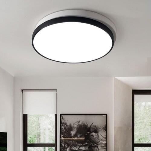 Modern Stylish Round Circle Double Layers Acrylic Scrub Black/White Shade LED Ceiling Light for Living Room