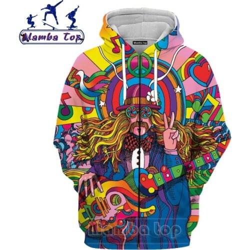 Mamba top Bob Marley Zipeer Hoodies Color Print Singer Men 3D Zip Hoody Punk Women Black Hippie Mens Coat Weeds Unisex Clothing
