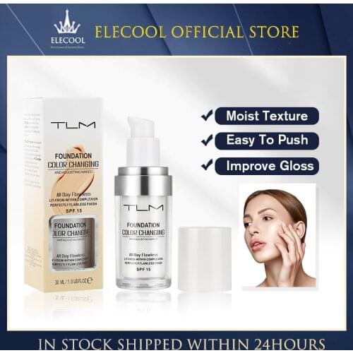30ml Color Changing Foundation TLM Makeup Base Liquid Nude Face Cover Concealer Long Lasting Makeup Skin Care Foundation TSLM1
