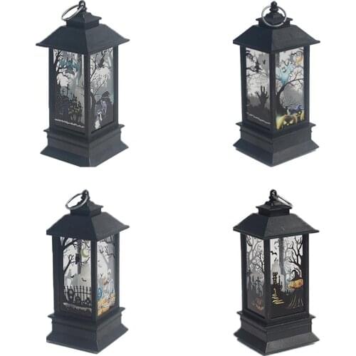 Halloween Decoration LED Light Vintage Castle Pumpkin Ghost Hanging LED Lantern Lamp Halloween Party Props Home Decor Supplies