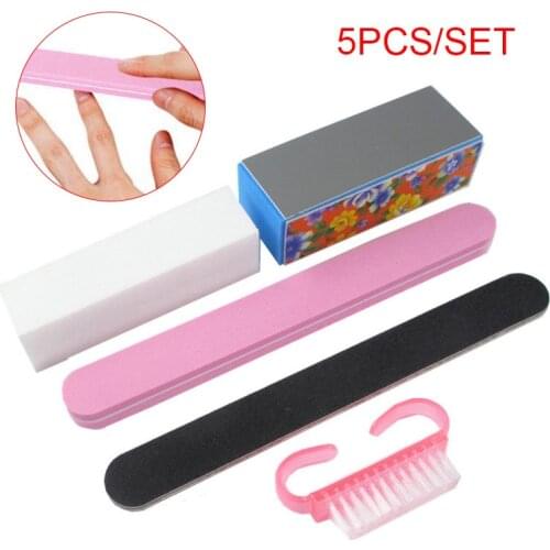 High Quality 5pcs/set Manicure Tools Kit Rectangular Nail Files Brush Styling DIY Nails Tools