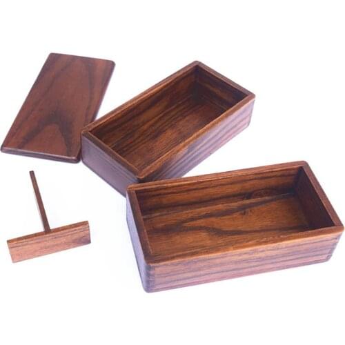 Japanese Wooden Sushi Lunch Box Rectangle Double Layer Food Containers Student Portable Bento Boxes For Picnic And Travel