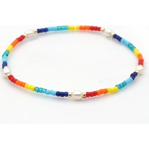 GO2BOHO Real Freshwater Bracelet Rainbow Beaded Bracelets For Women Boho Jewelry Pulseras Handmade 2020 Fashion Summer Bileklik