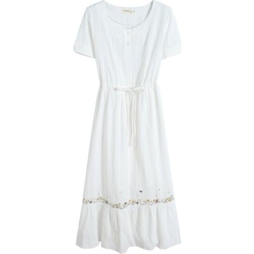 Embroidery Elegant Vestidos Pastel Harajuku Robe Vacation College Style Ukraine A-line Flower Summer Dress Women