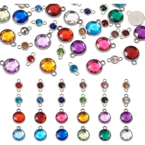 1 Box Brass & Alloy Setting with Middle East Glass Rhinestone Birthstone Charms Pendants Earrings Necklace DIY Jewelry Findings