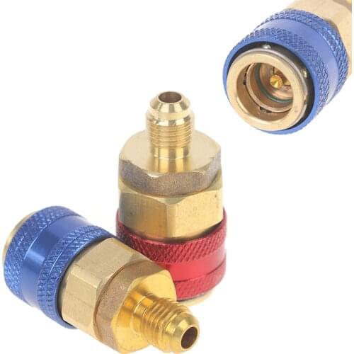 2Pcs Car Air Conditioner Fluoride Converter AC R134A Quick Coupler Connector