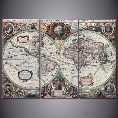 3Pcs 5D DIY Diamond Painting Embroidery Ancient World Map Full Round /Square Diamond Mosaic Cross stitch Needlework Gift FS7297