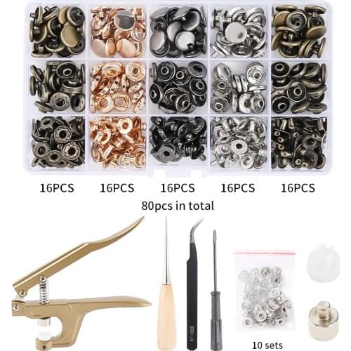 80-150/Set Leather Snap Fasteners Kit with Snaps Pliers, Metal Snap Buttons and Sewing and Crafting Accessories for Clothing,Bag