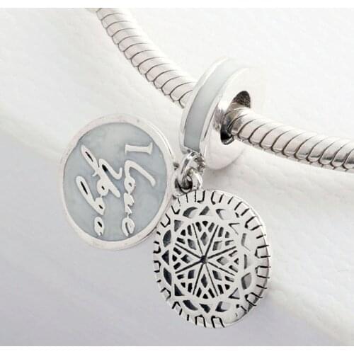 Authentic 925 Sterling Silver Charm I Love Yoga Glaze Pendant Beads For Original Pandora Charm Bracelets & Bangles Jewelry