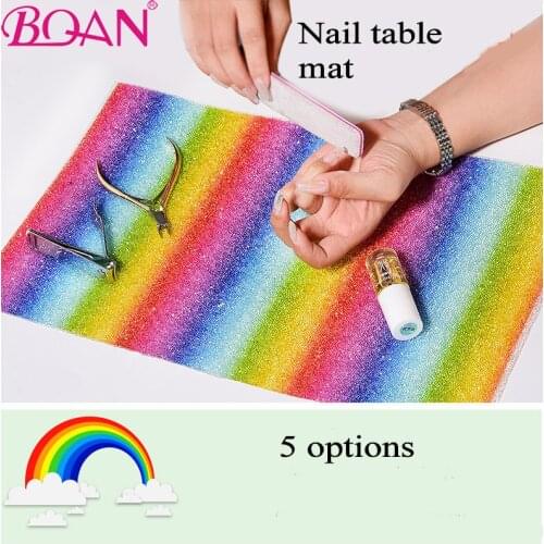 BQAN Diamond Nail Art Full Drill Table Mat High-End Nail Shop Light Luxury Decorative Nails Foldable Scrub Hand Rest Manicure