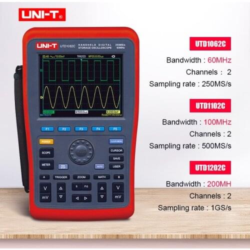 Digital Storage Oscilloscope DC AC voltage current meter Resistance Capacitance Multimeter UNI-T UTD1062C UTD1102C UTD1202C