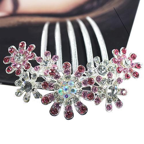Floral Rhinestone Inlaid Hairpin Hair Clip Women Hair Comb Fashion Accessory Fit for any hair colors, beautiful ornament for