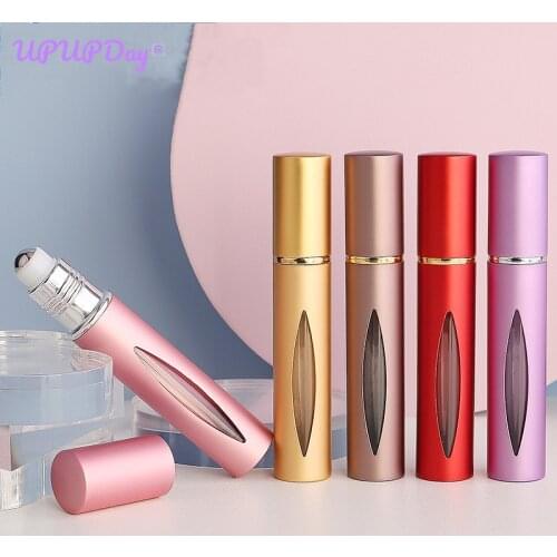 10ml Travel Refillable Bottle Perfume Oil Portable Glass Roll On Bottle Case Filler Sample Vials with Roller Rollerball Bottles