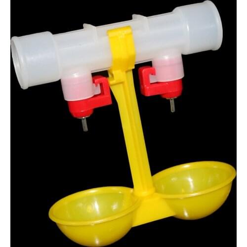 Double Outlet Drinking Hanging Chickens Cups Nipple Drinker Poultry Waterer Feeding Supplies Drinkers for Chickens 1pc