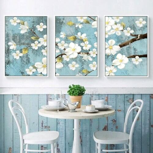 EECAMAIL Diamond Painting Full Drill Fresh Flowers Triptych Diamond Embroidered Bedroom Simple Modern Living Room Diamond