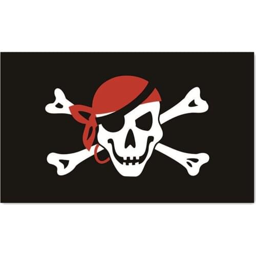 Factory direct 60*90cm 90*150cm 120*180cm Jolly Goger Flags and Banners Skull Bone Red Bandanna Skull Crossbones Pirate Flag