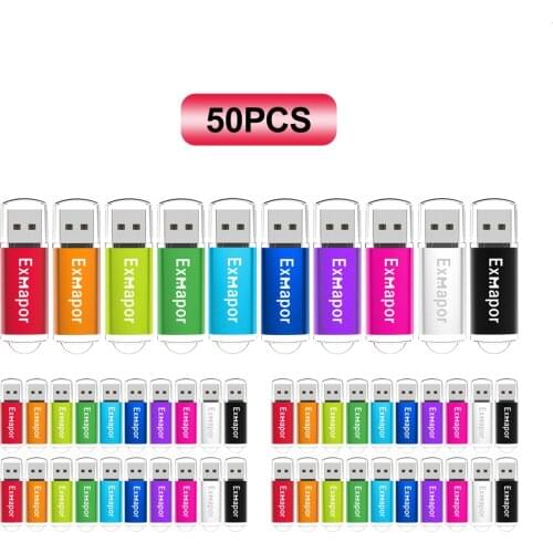 50PCS 256MB USB Flash Drive, USB Drives Small Capacity Memory Stick with Cap, Zip Drive USB2.0 Pendrive, Thumb Drive Multicolors