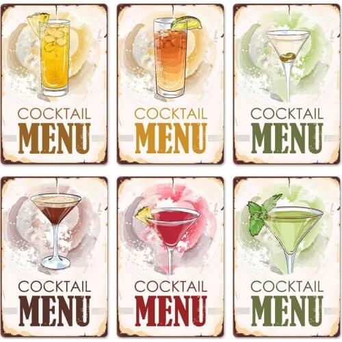 Canvas painting ice cold drink cocktail menu retro signboard poster home bar pub club store wall art decoration gift