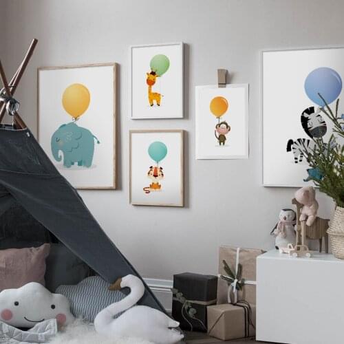 Lion Zebra Elephant Giraffe Monkey Canvas Painting Wall Art Nordic Posters and Prints Wall Pictures for Living Kids Room Decor