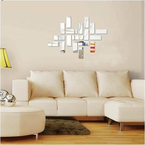 Wall Brick Pattern Silver mirror Plexi 18Adet 6x15cm mirror зеркало espejo miroir decorative objects