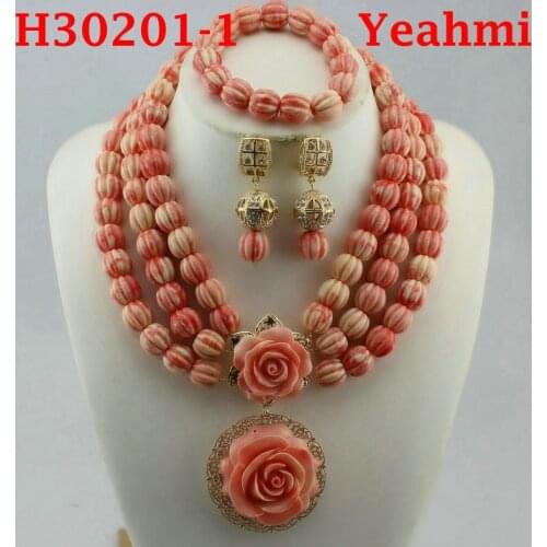 Wholesale Women Christmas Gift African Beads Jewelry Set Red Nigerian Wedding Braid Crystal Necklace Sets Free Shipping H30201-2
