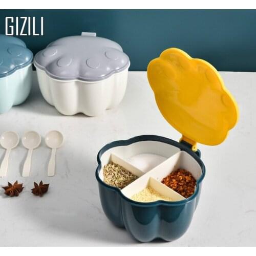 Creative Cats Claw Seasoning Box Household Kitchen Storage Seasoning Seasoning Box Press Type Integrated Multi-Grid Seasoning J