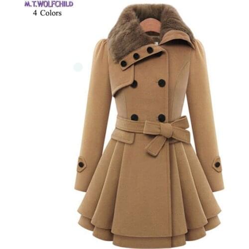 M.T.WOLFCHILD Women's Double Breasted Trench Coats