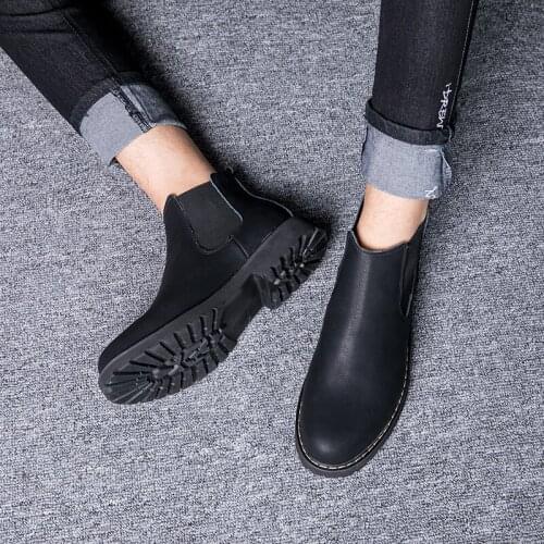 Mens Boots Winter With Fur 2020 Leather Casual Shoes Men Winter Warm Snow Boots Male Rubber Ankle Footwera Botas Hombre