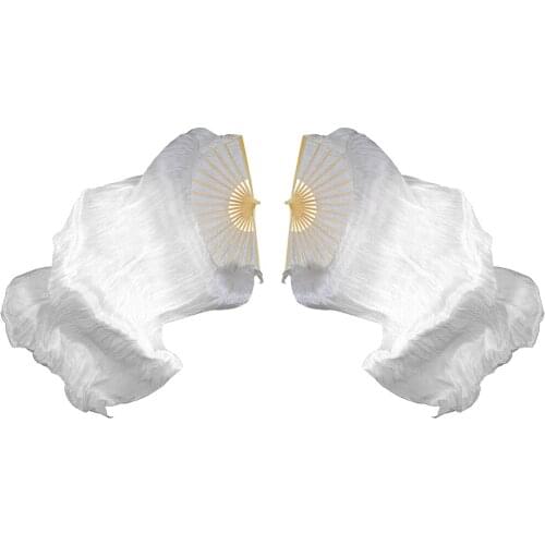 Set of 2 Silk Dance Fans LED Long Hand Fans Belly Dance Veil Fans