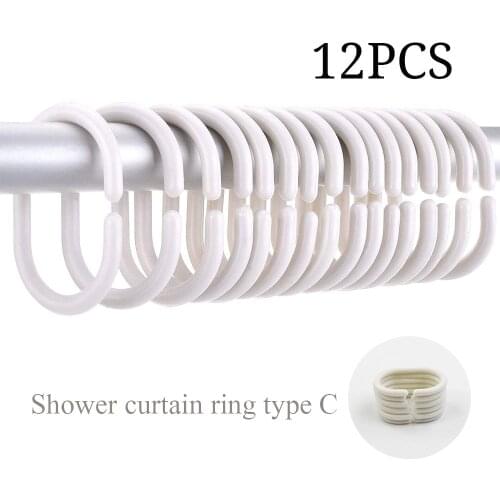 Home Shower Curtain Rings Clear Set of 12 Silicone Rubber Twistable Shower Curtain Ring Hooks For Hanging Bathroom Accessories