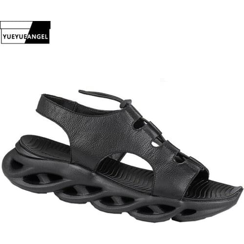 New Designer Men Genuine Leather Sandals 2019 Summer Gladiator Sandals Fashion Breathable Open Toe Cowhide Beach Sandals Male
