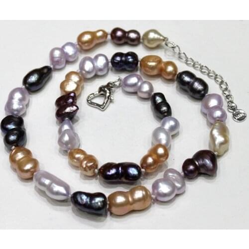 Freshwater pearl necklaces of various shapes