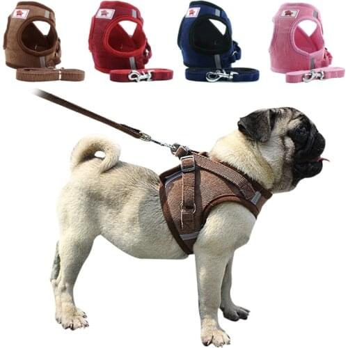 Dog Vest Harnesses for Small Medium Dogs Pug French Bulldog Reflective Outdoor Pet Walking Lead Leash Adjustable Cat Dog Harness