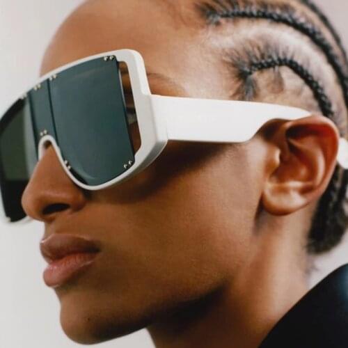 2021 New One Piece Oversized Sunglasses for Men Women Luxury Brand Designer Big Frame Flat Top Square Sun Glasses White Goggles