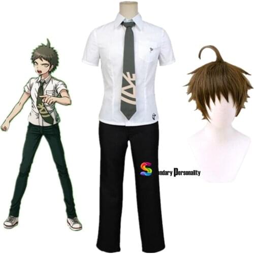 Super Danganronpa 2 Hajime Hinata Uniform Cosplay Costumes For Men Dangan Ronpa Hajime Hinata Wig Halloween Cosplay Outfits