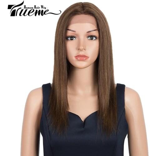 Trueme Middle Part Lace Wig Brazilian Straight Remy Hair Ombre Blue Red Brown Blonde T Part Lace Human Hair Wigs For Black Women