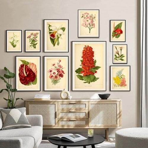 Vintage Botanical Flowers Poster Succulent Plant Retro Art Prints Floral Canvas Painting Education Picture Home Wall Art Decor